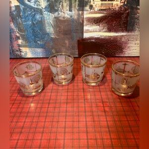 MCM Retro Marine Life Lowball Glasses Set Of 4 Vtg 50s Fish Ocean Sea Cocktail